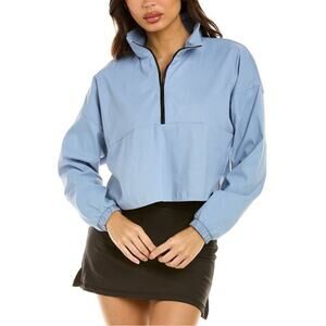 WeWoreWhat Activewear Cropped 1/4 Zip Pullover Dusty Blue Top Jacket Small NWT